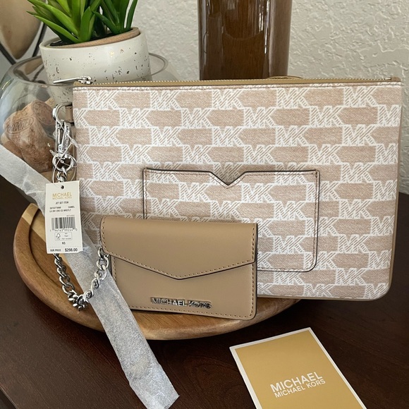 Michael Kors Beige and White Clutch & Wristlet - Picture 1 of 5